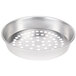 An American Metalcraft round silver pizza pan with holes.