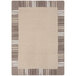 A Joy Carpets rectangular area rug with a beige and brown striped border.