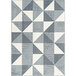 A Joy Carpets Claremont Kids Cartwheel area rug with grey and white triangles.
