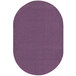 A purple oval rug with a white border.