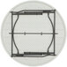 A white Lifetime round folding table on a white background with black metal bars.