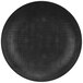 A black Cal-Mil Sedona melamine plate with a textured pattern.