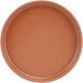 A brown Cal-Mil Terra Cotta melamine plate with a low rim.