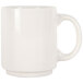 A Tuxton Rainier eggshell china mug with a handle on a white background.