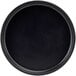 A black round Cal-Mil melamine plate with a low black rim.