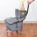 Lavex Janitorial 35 Qt. Gray Mop Bucket & Side Press Wringer Combo Main Thumbnail 6