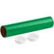 A green Lavex plastic mailing tube with two white plastic caps.