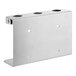 A stainless steel Novo by Noble Chemical wall mounted bracket with two holes.