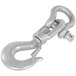 A close-up of a Vestil steel swivel hook with shackle.