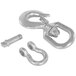 A close-up of a silver steel rigid grab hook with shackle and bolt.