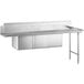 A stainless steel Regency commercial dishtable with a right drainboard and 3-compartment sink.