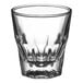 An Acopa Memphis clear glass with a curved edge.
