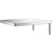 A white rectangular table with metal legs and a Regency stainless steel undershelf underneath.