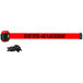 A red and black Banner Stakes wall mount belt barrier with black text reading "Do Not Enter - Arc Flash Boundary"
