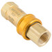 A gold T&S AG-5C Safe-T-Link 1/2" NPT quick disconnect gas hose fitting.
