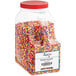 A plastic container of Regal Rainbow Sprinkles with a lid.