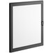 A black rectangular metal frame with a white glass door.