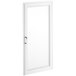 A white Avantco glass door with a silver handle.