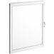 A white rectangular glass door assembly with a handle.