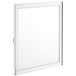 A white rectangular glass door assembly with a square window and a white frame.