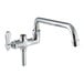 A chrome 12" pre-rinse swing spout add-on faucet with a handle and hose.