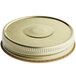 A gold metal 70/450 Gold Metal Lid with Plastisol Liner and Button.