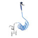 A Waterloo pet grooming faucet with a blue coiled hose attached.