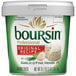 A container of Boursin Garlic and Fine Herb Gournay Cheese on a counter.
