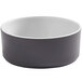 An American Metalcraft Unity graphite melamine bowl with a white rim.