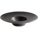 An Acopa Heika black stoneware bowl with a textured wide rim.