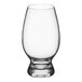 An Acopa Select wheat beer glass with a short stem and a black rim on a white background.