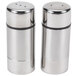 Two American Metalcraft stainless steel salt and pepper shakers.