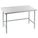 Advance Tabco TFLG-304 30" x 48" 14 Gauge Open Base Stainless Steel Commercial Work Table with 1 1/2" Backsplash Main Thumbnail 1
