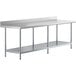 Regency 30" x 96" 18-Gauge 304 Stainless Steel Commercial Work Table with 4" Backsplash and Galvanized Undershelf Main Thumbnail 1