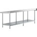 Regency 30" x 96" 18-Gauge 304 Stainless Steel Commercial Work Table with 4" Backsplash and Galvanized Undershelf Main Thumbnail 3