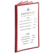 A burgundy menu cover with 8 views for an 8 1/2" x 14" menu.