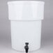 A white plastic container with a black handle and spigot.