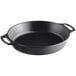 A black Lodge cast iron baking skillet with dual handles.