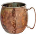 An Acopa Alchemy hammered dark antique copper Moscow Mule mug with a handle.