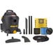 A Shop-Vac wet/dry vacuum cleaner with various accessories.