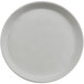 A white cheforward melamine plate with a small rim.