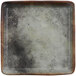 A cheforward square melamine plate with a black and brown speckled surface.