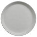 A white cheforward melamine plate with a small rim.