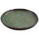 A green and brown cheforward by GET round melamine plate.