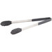 Two Vollrath Jacob's Pride tongs with black coated handles.