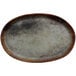 A white cheforward melamine oval plate with a woven design.