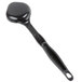 A black plastic Vollrath Spoodle with a handle.