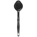 A black plastic Vollrath High Heat Solid Oval Nylon Spoodle with a handle.