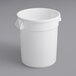 A white plastic Choice 20 gallon bucket with a lid and handle.