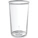 A clear plastic cup with a lid.